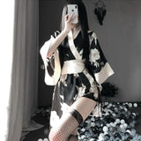 Kimono corto con flores de estilo japonés bata de noche - PARAIRAVENUS.COM
