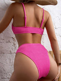 Bikini de realce liso de cintura alta con Tanga - PARAIRAVENUS.COM
