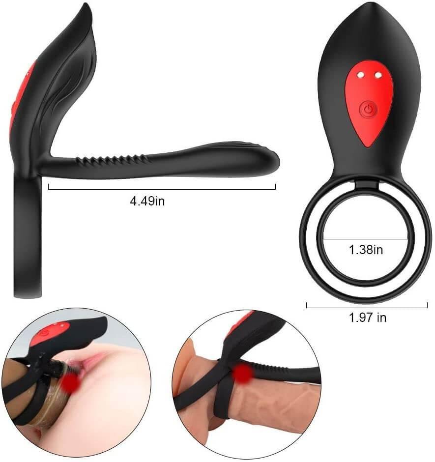 Anillo de pene con estimulador de clítoris y punto G, anillo retardante de eyaculación con vibrador para clitoris - PARAIRAVENUS.COM