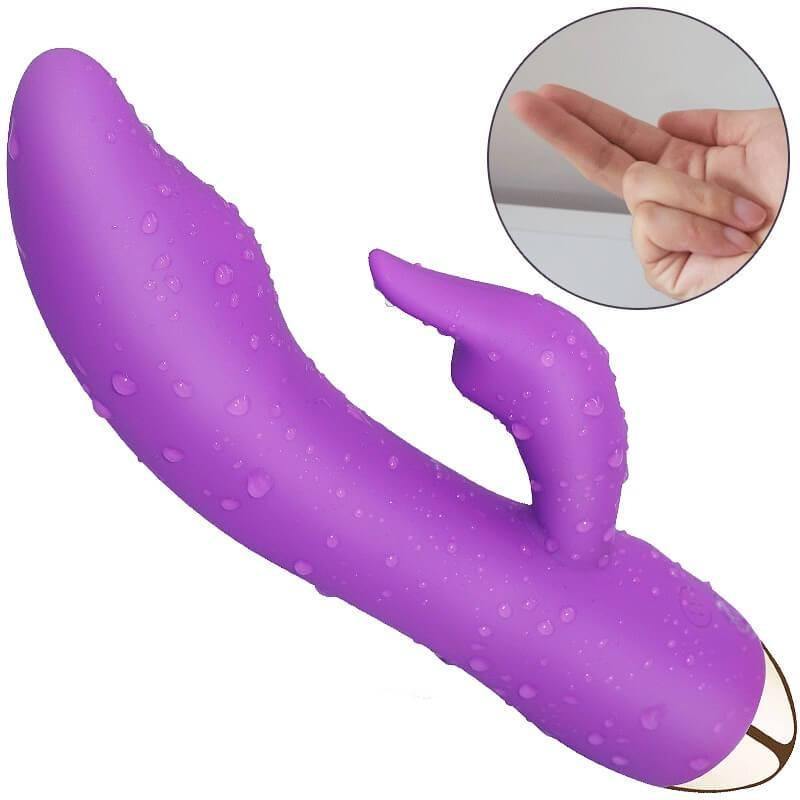 Consolador con dedo vibrante estimulador de clitoris, vibrador con estimulador del punto G - PARAIRAVENUS.COM